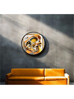 Marsilyan Dekoratif 3D Baskı Geometrik Desen Yuvarlak Duvar Saati -5