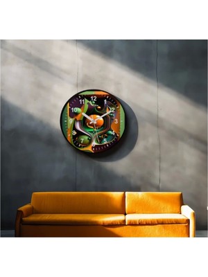Dekoratif 3D Baskı Geometrik Desen Yuvarlak Duvar Saati -8