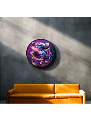 Dekoratif 3D Baskı Geometrik Desen Yuvarlak Duvar Saati -63