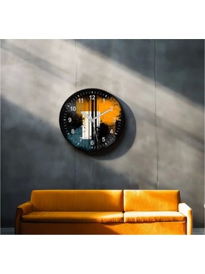 Marsilyan Dekoratif 3D Baskı Geometrik Desen Yuvarlak Duvar Saati -94