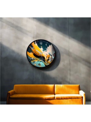 Marsilyan Dekoratif 3D Baskı Geometrik Desen Yuvarlak Duvar Saati -83