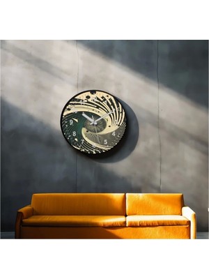 Dekoratif 3D Baskı Geometrik Desen Yuvarlak Duvar Saati -102