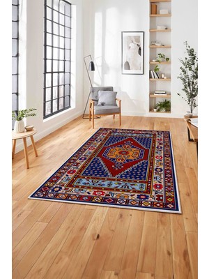 Napoli Home Baskılı Etnik Klasik Model Yıkanabilir Kaymaz Yolluk Mutfak Salon Halısı, Etnik-33-Renkli,