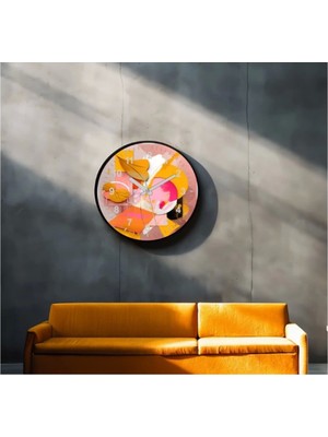 Dekoratif 3D Baskı Geometrik Desen Yuvarlak Duvar Saati -115