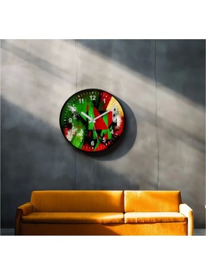 Dekoratif 3D Baskı Geometrik Desen Yuvarlak Duvar Saati -110