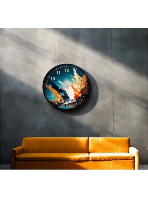 Dekoratif 3D Baskı Geometrik Desen Yuvarlak Duvar Saati -103