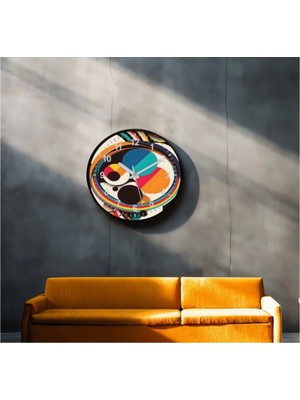 Dekoratif 3D Baskı Geometrik Desen Yuvarlak Duvar Saati -107