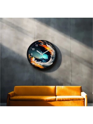 Marsilyan Dekoratif 3D Baskı Geometrik Desen Yuvarlak Duvar Saati -122