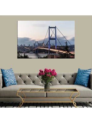 Marsilyan Dekoratif Baskı Boğaz Köprüsü Işıklar Kanvas Tablo
