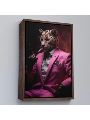 Marsilyan- Çerçeveli Sigara Içen Pembe Leopar TABLO-7974