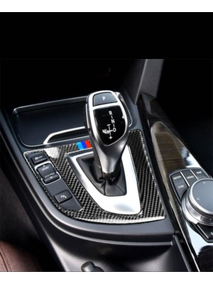 Bmw (F30) 2013-2017 / (F34) 2013-2017 Için Üç Renkli Karbon Fiber Araba Vites Paneli Dekoratif Etiketi