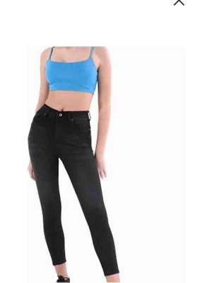 Hard Money Likralı Yüksek Bel Dar Paça Kot Pantolon