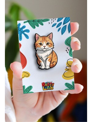 Rozzy Lab Sarı Kedi - Pin - Rozet - Broş - Yaka Çanta Aksesuar