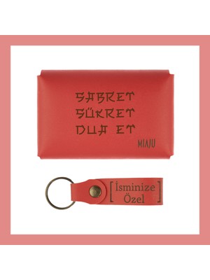 Miawiki Nar Çiçeği, Sabret, Şükret, Dua Et, Yazılı Isme Özel, Cüzdan ve Anahtarlık Takım, Anlamlı Hediye