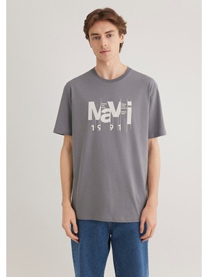 Mavi Baskılı Erkek T-Shirt M0612461-80020 Gri