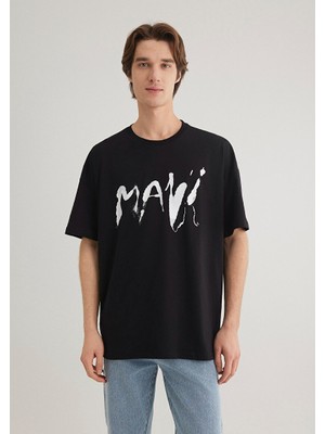 Mavi Baskılı Erkek T-Shirt M0612469-900 Siyah