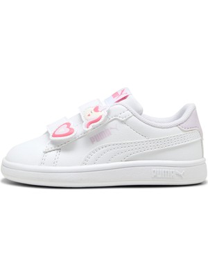 Puma Smash 3.0 Badges Kadın Bebek Spor Ayakkabı Düz Taban Tekstil Malzeme ile Günlük Kullanıma Uygun