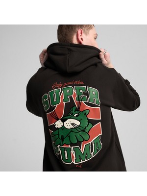Puma Graphıcs Super Puma Erkek Kapüşonlu Sweatshırt