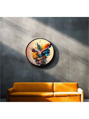 Dekoratif 3D Baskı Geometrik Desen Yuvarlak Duvar Saati -88