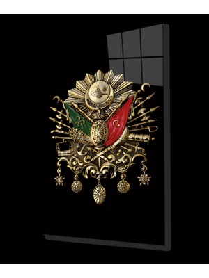 Marsilyan- Osmanlı Arması Tuğrası Cam Tablo Ev ve Ofis Duvar Dekoru