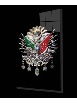 Marsilyan- Osmanlı Arması Tuğrası Cam Tablo Ev ve Ofis Duvar Dekoru