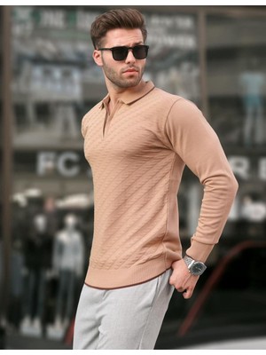 Bisküvi Fermuarlı Erkek Triko Kazak 6824