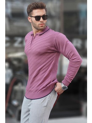 Gül Kurusu Fermuarlı Erkek Triko Kazak 6824