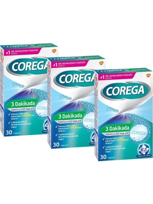 Corega 3 Dakikada Diş Protezi Temizleyici Tablet 90 Tablet Kokuya Neden Olan Bakterileri %99.99 Temizler