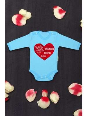 %100 Pamuk Aşkınızın Meleği Geldi Baskılı Zıbın & Body