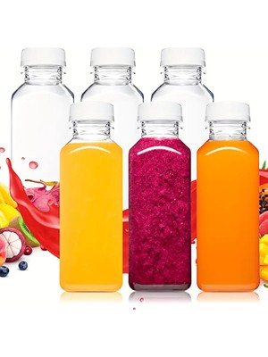 12 Adet 500ML Detox Meyve Suları Smoothie'ler Diyet Sporcu Içeceği Pet Şişesi Kilitli Kapak(Şişe)