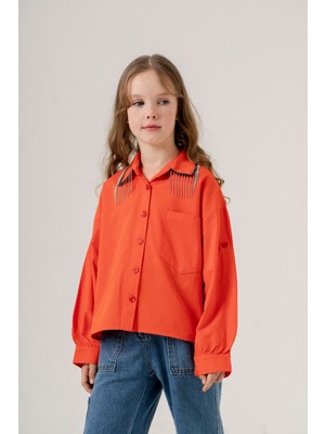 Kız Çocuk Yakası Taşlı Gömlek 3126