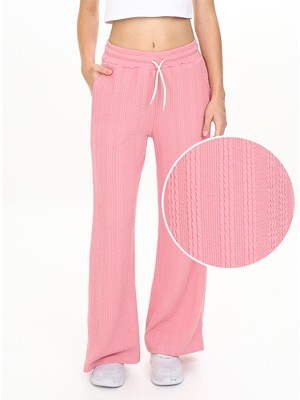 Denokids Kız Çocuk Geniş Paça Pembe Basic Eşofman Altı