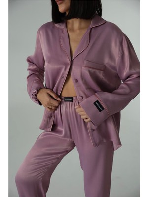Sentimenti Perfetti Gül Kurusu Floş Saten Uzun Pijama Takımı