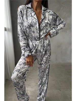 Alberi Neri Saten Uzun Pijama Takımı