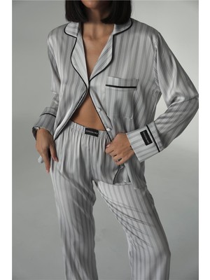 Sogni Lineari Saten Uzun Pijama Takımı LDK07