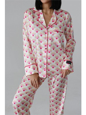 Faretti Bianco Saten Uzun Pijama Takımı