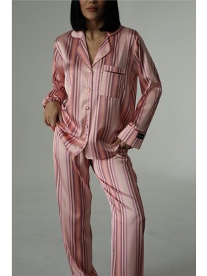 Onde Color Pesca Saten Uzun Pijama Takımı