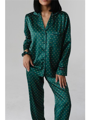 Pois Gialli Saten Uzun Pijama Takımı