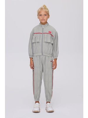 Kız Çocuk Gri Melanj Eşofman Üstü