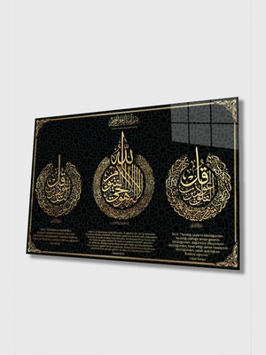 Taulart Felak Suresi, Nas Suresi ve Ayetel Kürsi-Islami Tablo- 4mm Kırılmaz Yüksek Çözünürlüklü Cam Tablo
