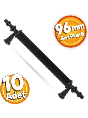 Çekmece Mutfak Dolap Kapak Kulpu Kulbu 96 mm Siyah Sert Plastik Kulp 10 Adet