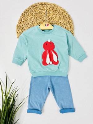 Alp Bebe Yakutsk  2 Ip Omuzdan Çıtçıtlı Örme Kot Mevsimlik 2li Takım - Yeşil