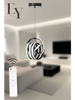 Ey Shop Modern Siyah Imza Model Kumandalı-Dimmerlı 3 Renk (Beyaz / Sarı / Günışığı) Lüks LED Avize