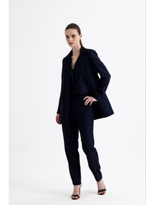 Bayan Üçlü Takım Pantolon Yelek Blazer Ceket