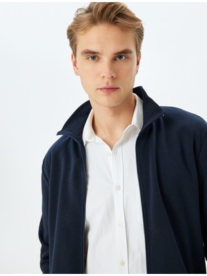 Koton Regular Fit Pamuk Karışımlı Uzun Kollu Basic Fermuarlı Sweatshirt