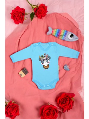 %100 Pamuklu Şaşkın Panda Baskılı Yumuşak Doku Baskılı Zıbın & Body