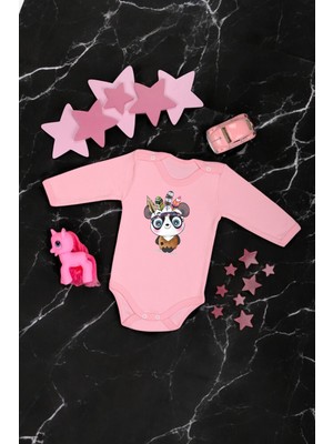 %100 Pamuklu Şaşkın Panda Baskılı Yumuşak Doku Baskılı Zıbın & Body