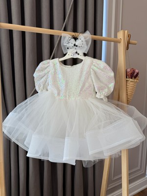 Baby Babyaden Pullu Payetli Tütü Kabarık Doğum Günü Parti Kostüm Kısa Balon Kollu Abiye Kız Çocuk Elbise