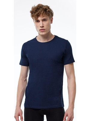 Erkek Beyaz Basic Yuvarlak Yaka Ince Modal T-Shirt 084