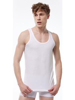 Malabadi Erkek Beyaz 4 Lü Paket  Pamuk Penye Atlet 002-E